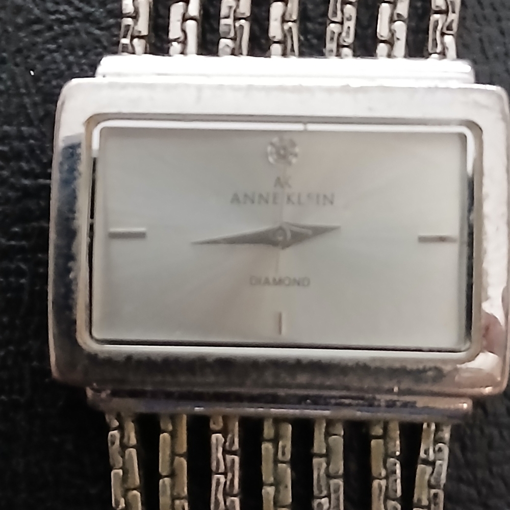 Silver Rectangular Watch With Black Straps - image 5
